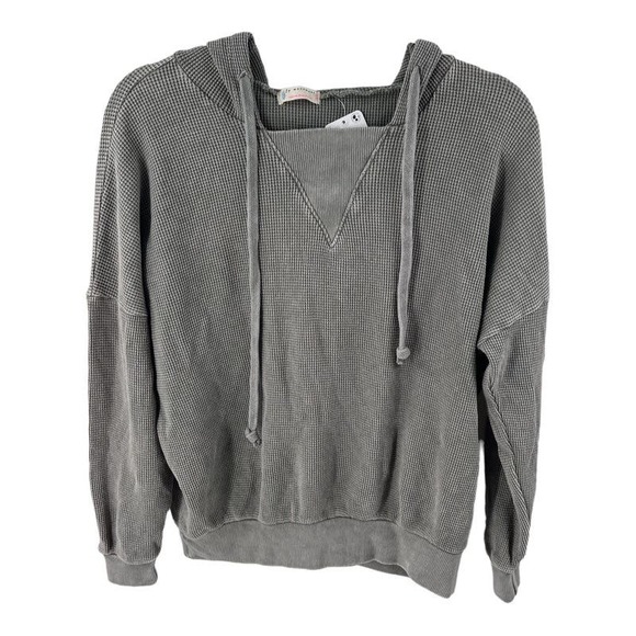 Free People Waffle Knit Hoodie Sweatshirt Light Green Sz XS NWT Retail $128 - Picture 1 of 5